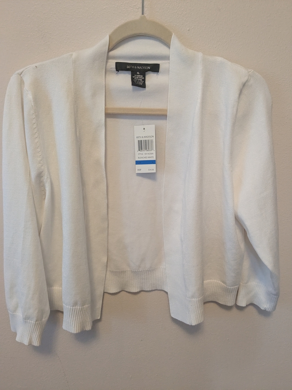 89th & Madison White Open-Front Knit Cardigan